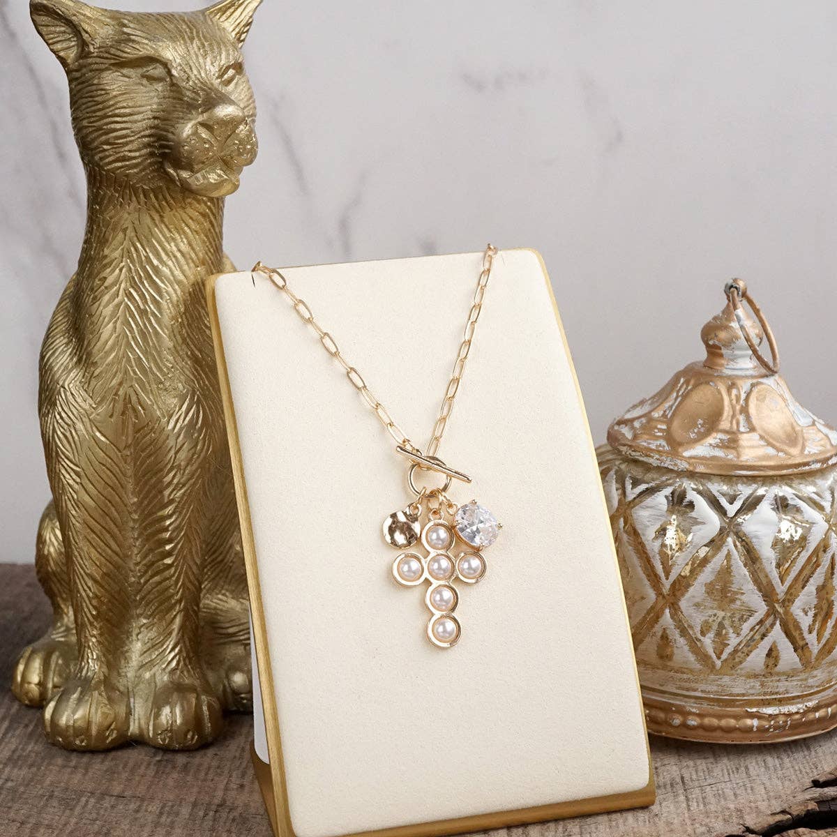 PennyLine inc - Wholesale Pendant/Charm Necklace - Grace Notes – Dainty Charm Cluster Necklace on Paperclip Chain0