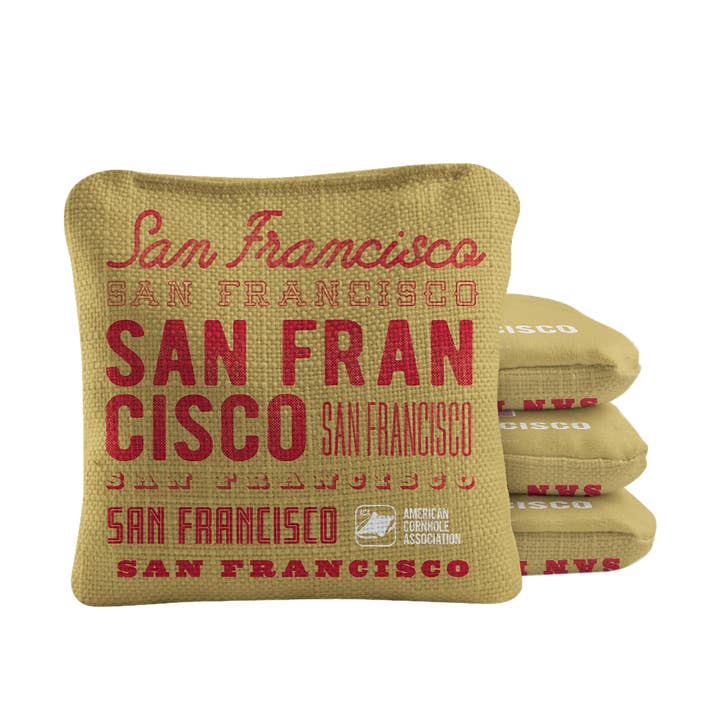 San Francisco Football Vintage Gameday Synergy Pro Cornhole Bags for wholesale by American Cornhole Association