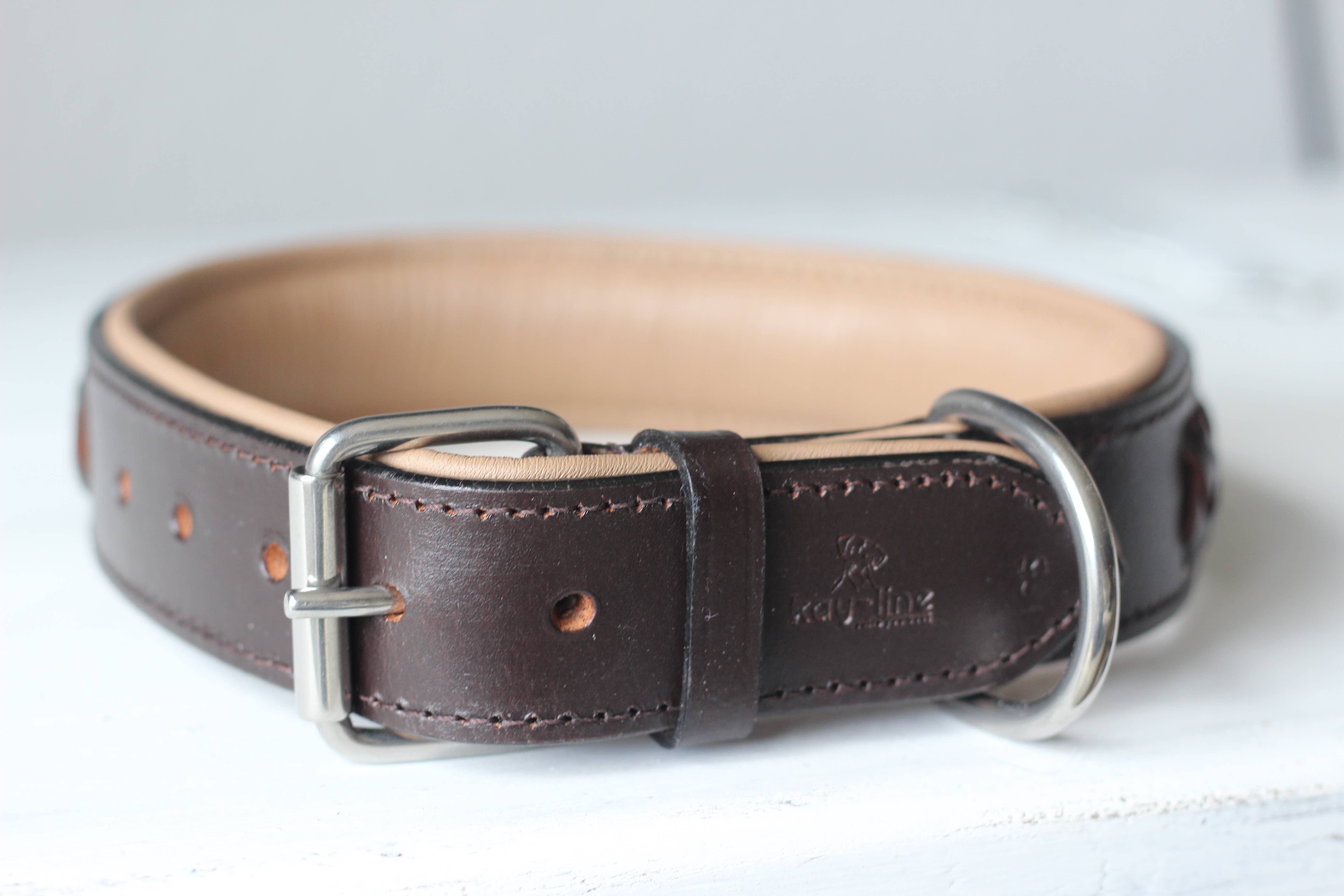 kay-line – Engroshandel Halsbånd - Hund – Læderhalsbånd WALNUT1