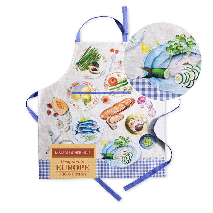 Apron 100% Cotton - Spring/Summer - Gourmand for wholesale by Maison d'Hermine - Design in Every Thread