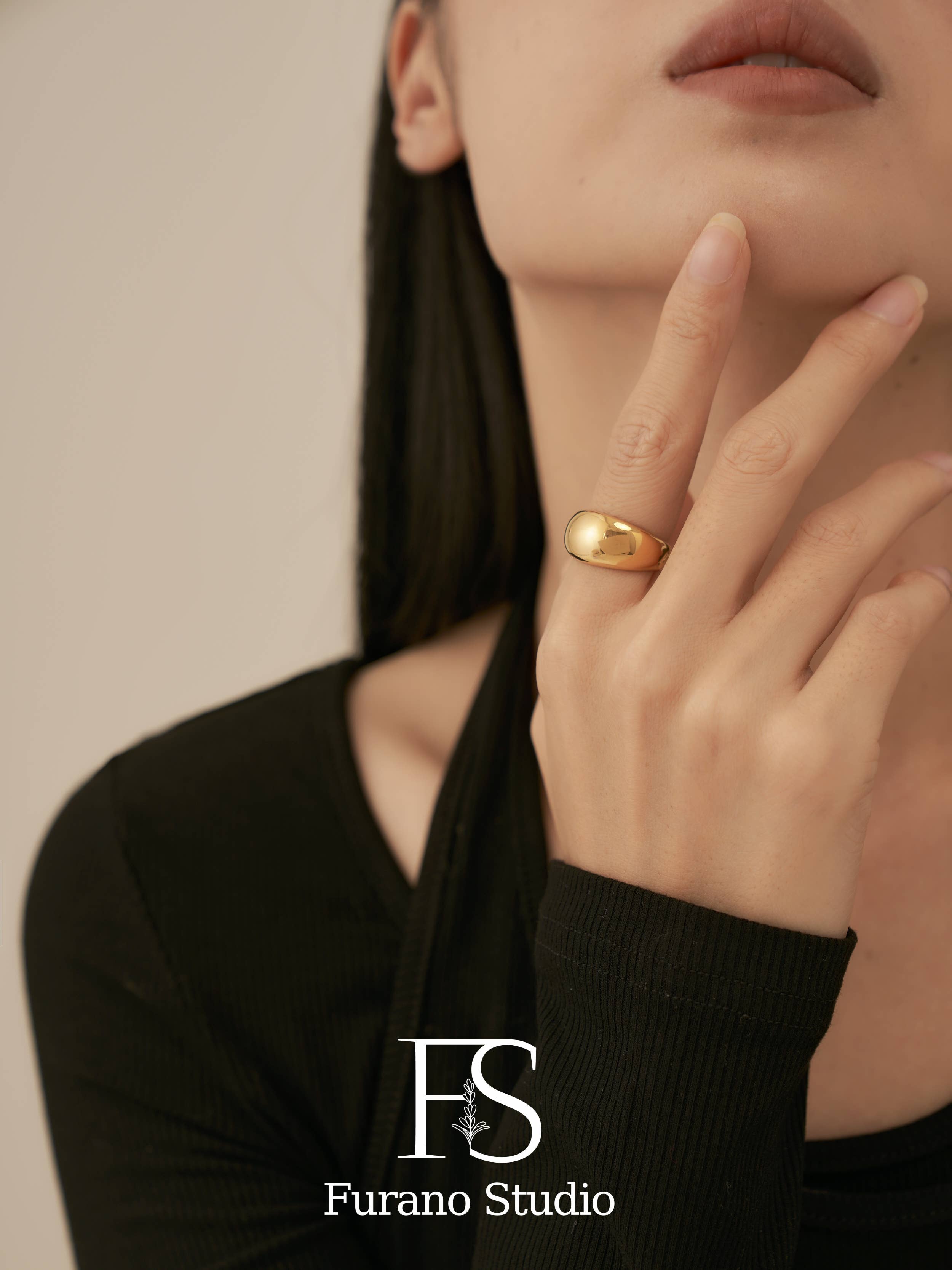 Furano Studio - Wholesale Band/Stacked Ring - Gold Bubble Circle Ring1
