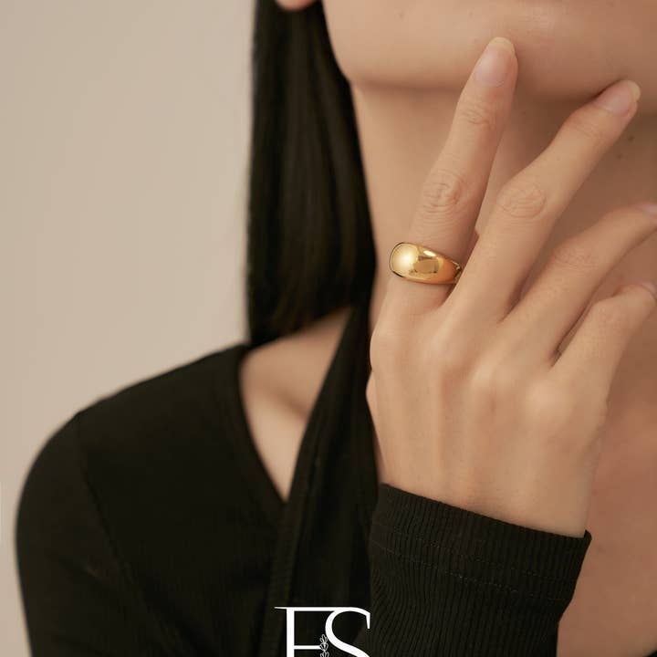 Furano Studio - Wholesale Band/Stacked Ring - Gold Bubble Circle Ring1