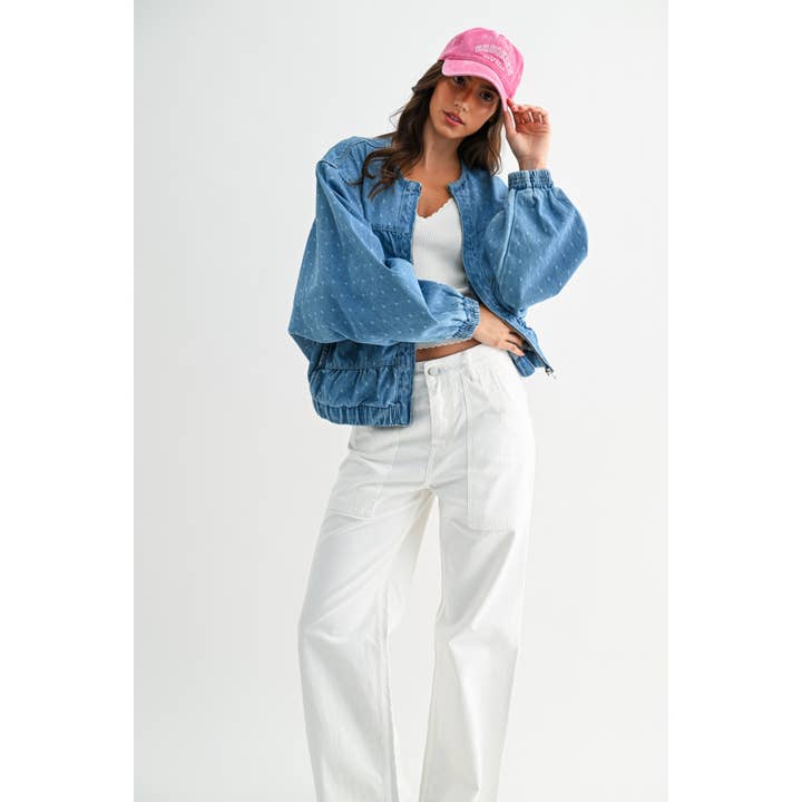 MEDIUM WASH MODERN DENIM JACKET for wholesale on Faire2