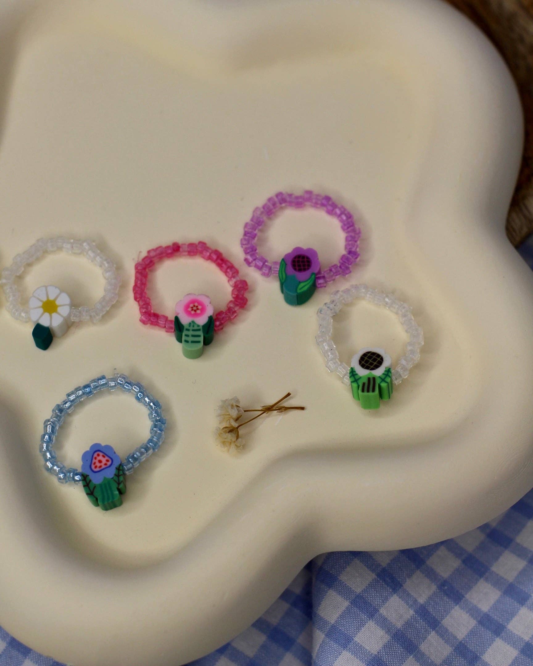 Meet me at the corner - Wholesale Band/Stacked Ring - Flower beaded ring11