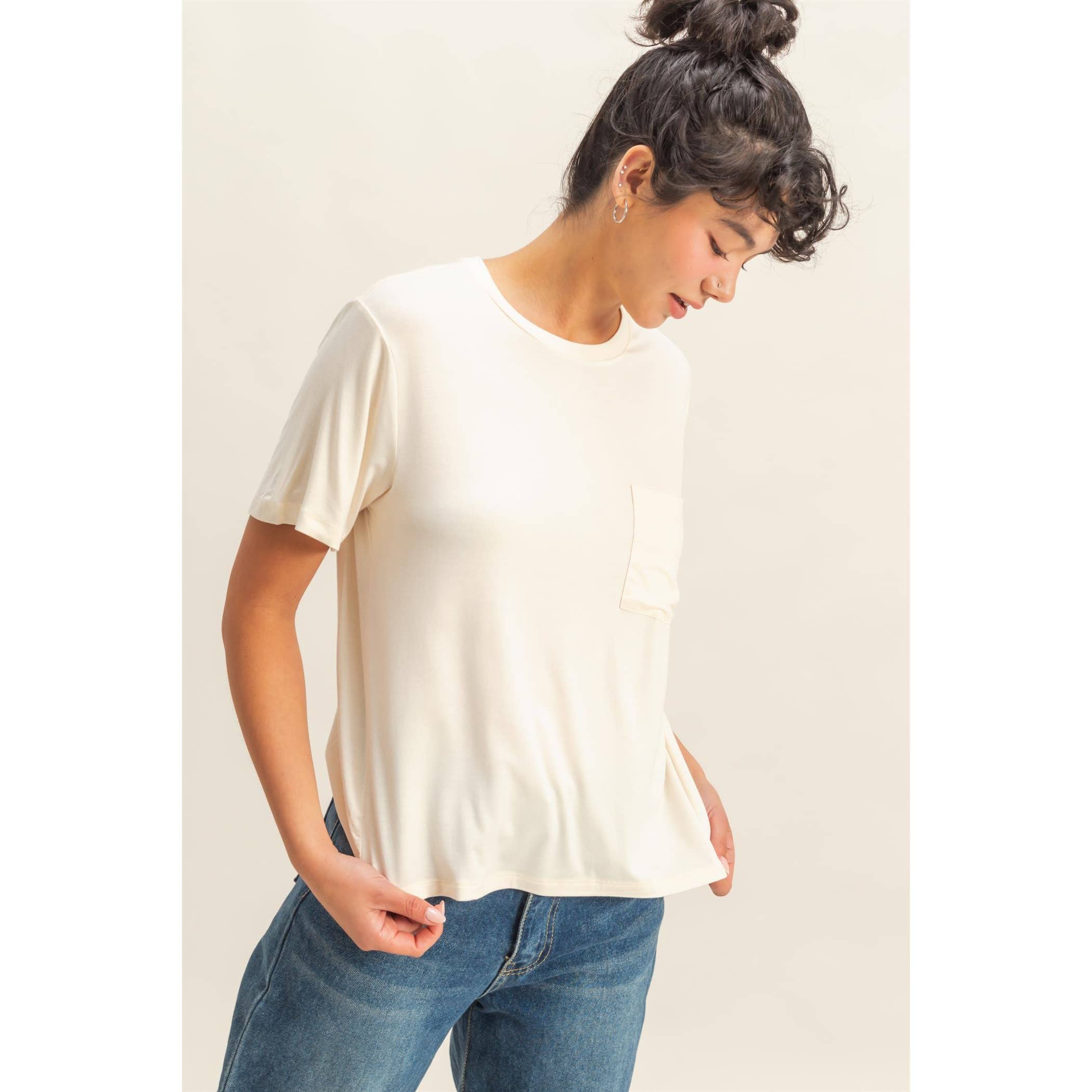 Double Zero - Venta al por mayor Camiseta - Mujer - Top clásico de cuello redondo con bolsillo y manga corta14