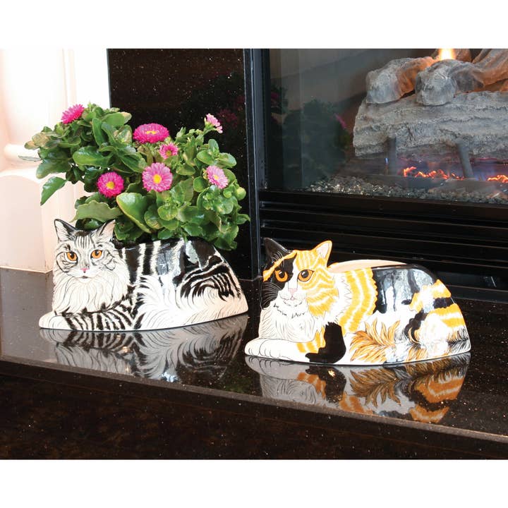 Pavilion - Wholesale Vase - Patches - Calico - 6.5" x 12.5" Cat Planter Vase1