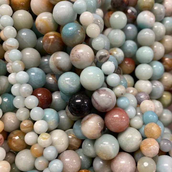 The Bead Bazaar - Wholesale Beads - Natural Matte Amazonite Faceted Beads, Wholesale Mala Gemstone Beads, Light Blue Teal Beads, Bulk Beads For Jewelry Making, Natural Amazonite5