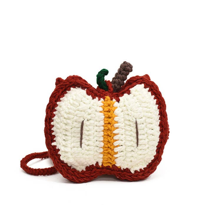 Sac bandoulière mignon mini pomme crocheté à la main pour la vente par Little Trendy