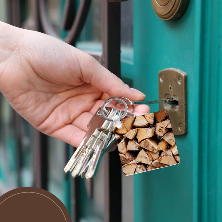 3dRose - Wholesale Keychain - Unisex - 3dRose, Pile of chopped birch firewood, Key Chain5