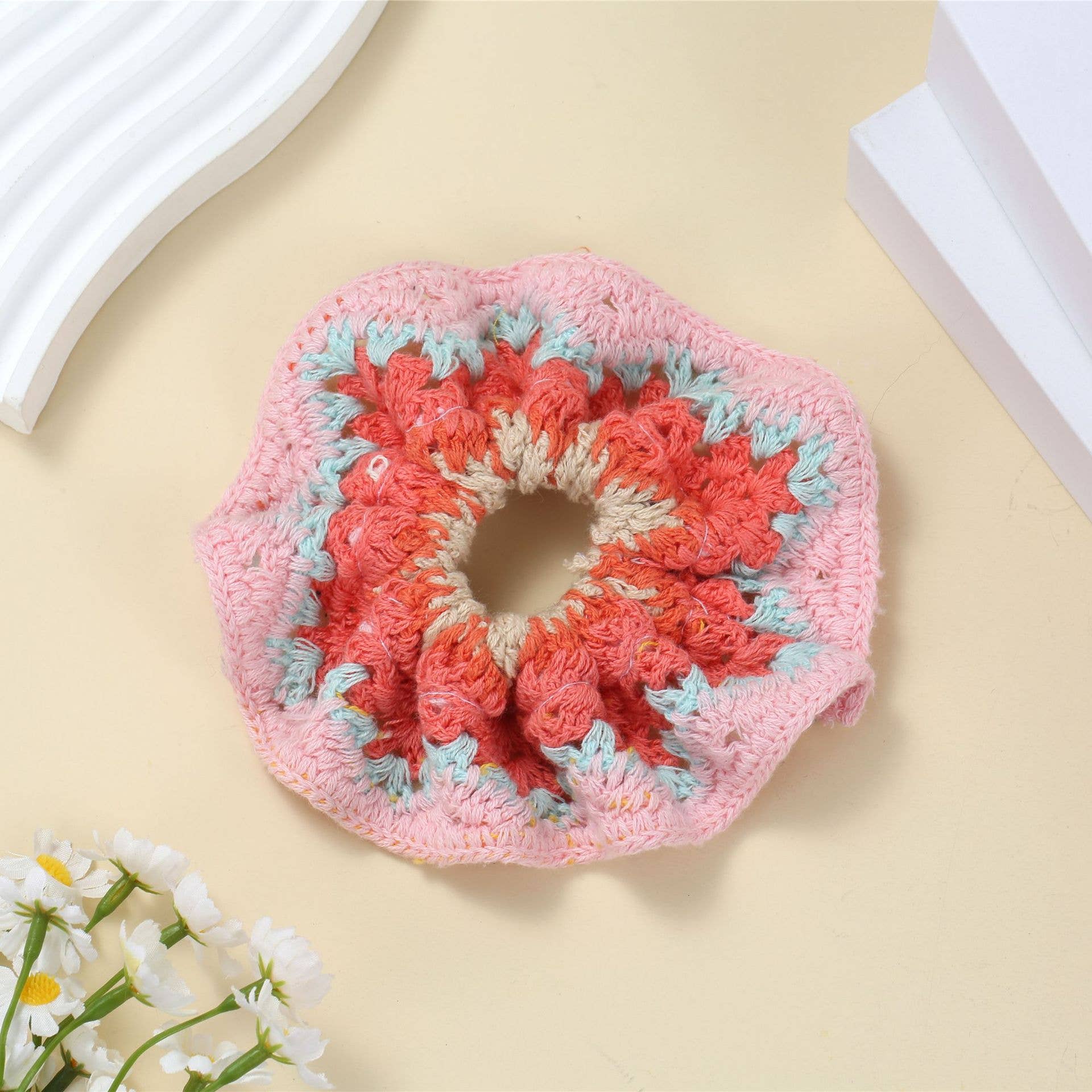 Tourtiwi - Wholesale Scrunchie - Women's - Boho Colorful Handmade Crochet Flower Hair Tie3