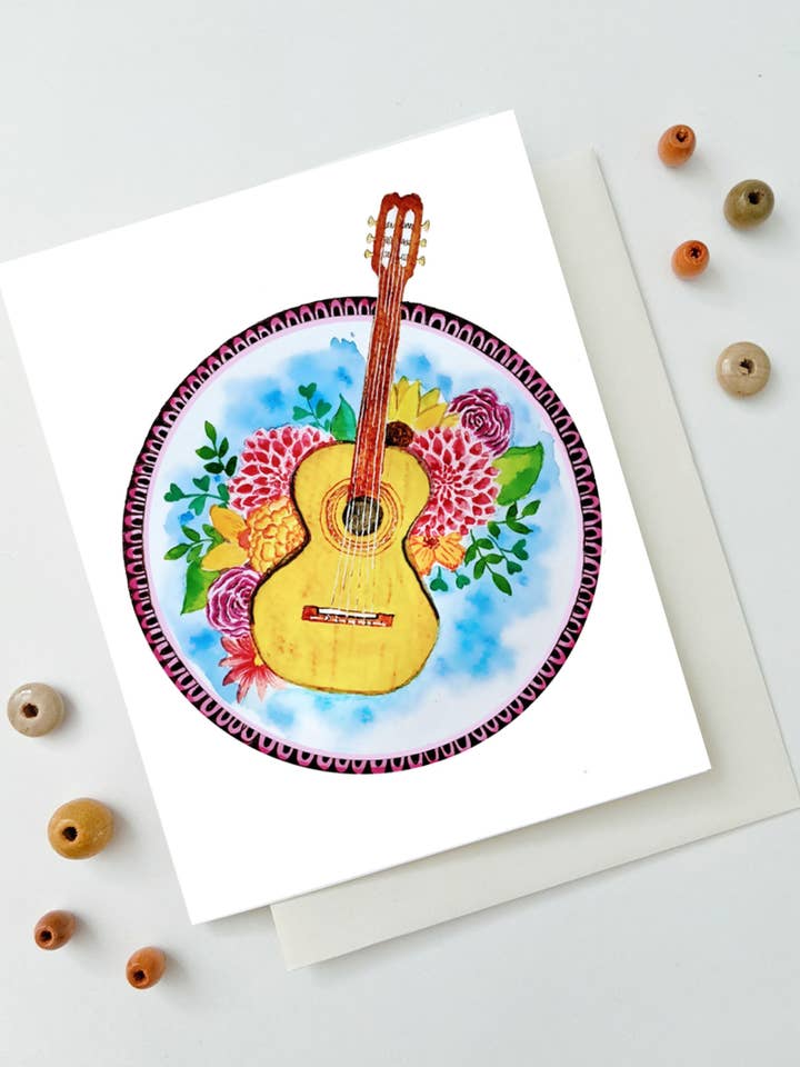 Carte de vœux guitare| Carte instruments de musique| Carte générale pour la vente par Artcolorworks