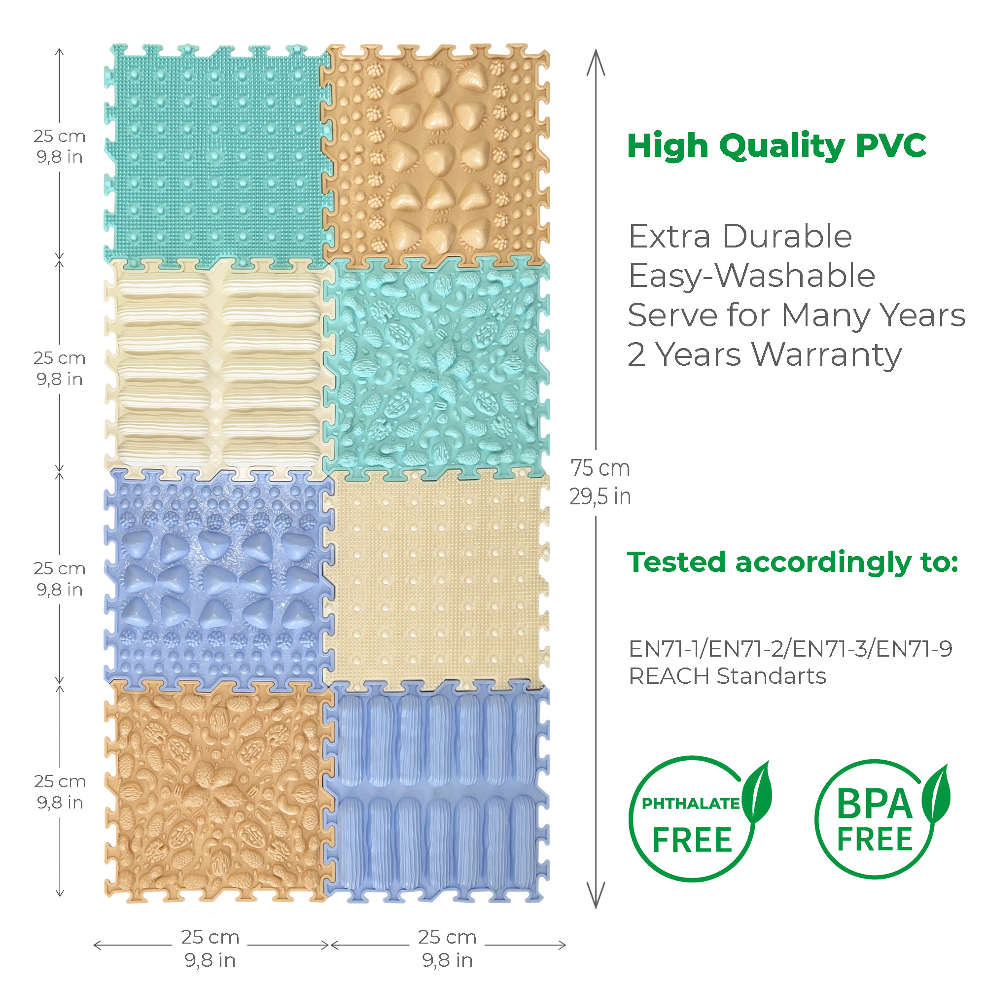 ORTONATURE - Vente Puzzle – enfant - Tapis de puzzle sensoriel de massage - ensemble "Pastel Doux"2