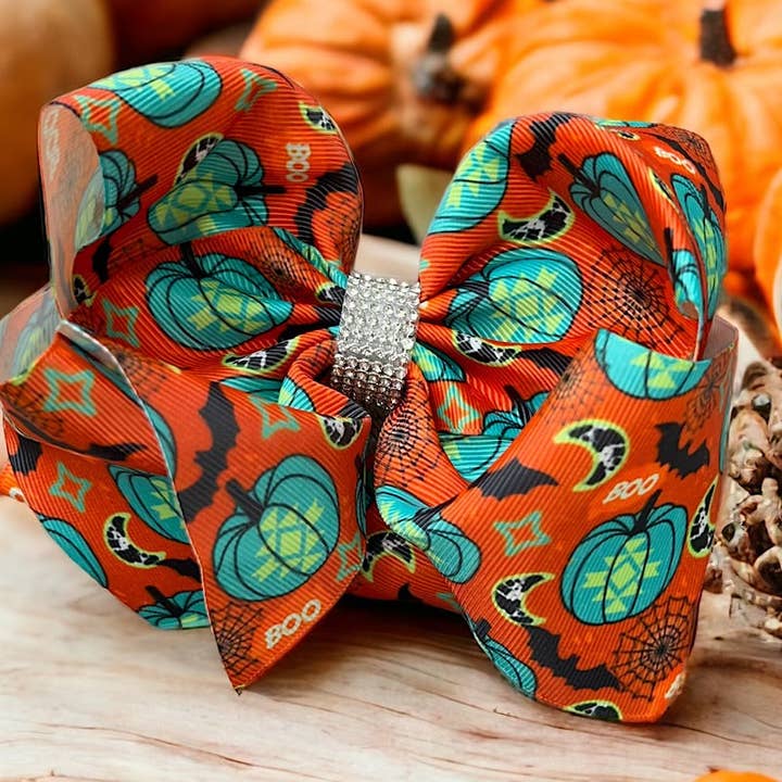 Kids Charm Online - Wholesale Hair Bow - Kids - 6.5" Halloween double layer printed hair bows.3