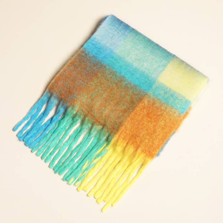 Green and Blue Stripe Winter Scarf for wholesale by Lisa Angel