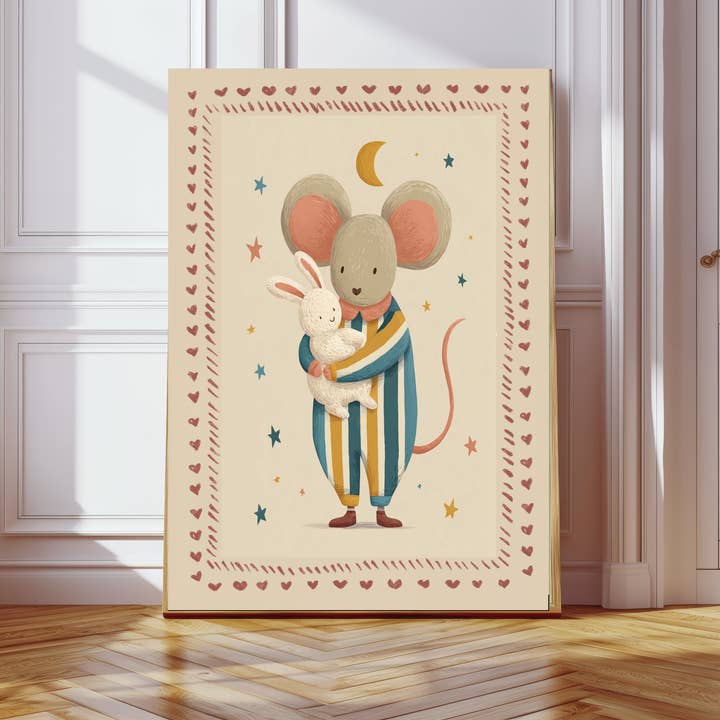 Bedtime Mouse Nursery Art Print for wholesale by Kumo Art Prints