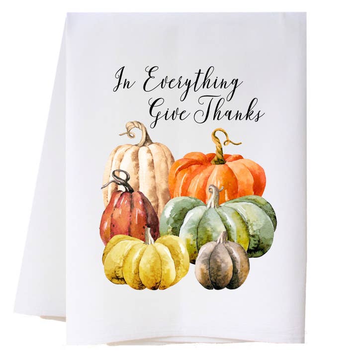 Give Thanks Pumpkins Kitchen Towel for wholesale by Cora & Pate