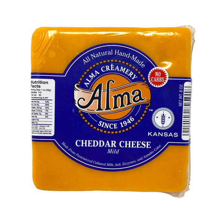 Alma Creamery LLC - Wholesale Cheese - 8oz. Mild Cheddar Block