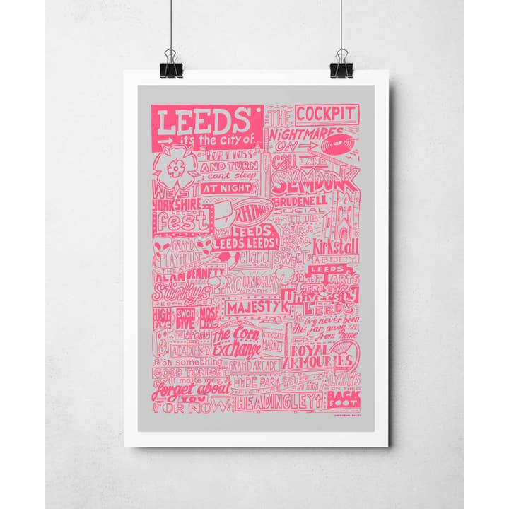 Sketchbook Design - Vente Affiche d'art - Impression sur les monuments de Leeds, c'est la ville de l'art4