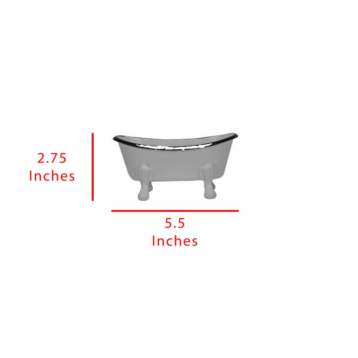 Wholesale Mini Distressed Enamel Bathtub Soap Dish, Black Rim for your  store - Faire