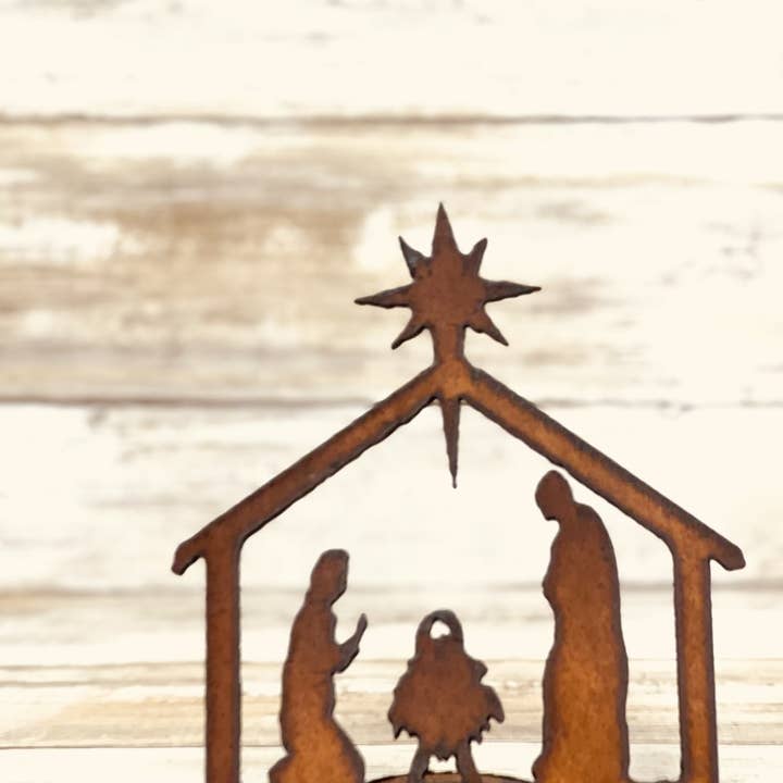Universal Ironworks USA - Vente Crèche de Noël - Nativité Doodad Crèche de Noël rustique en métal1