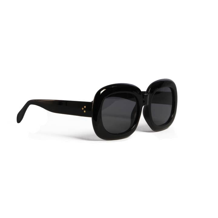 AVALON BLACK MOD SUNGLASS WITH BLACK LENSES for wholesale on Faire2