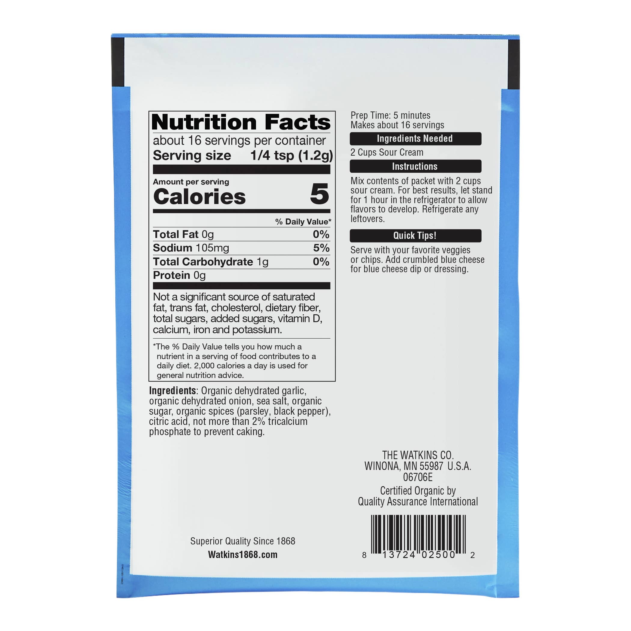 The Watkins Co. - Wholesale Dip - Organic Ranch Dip Mix, 0.71 oz1