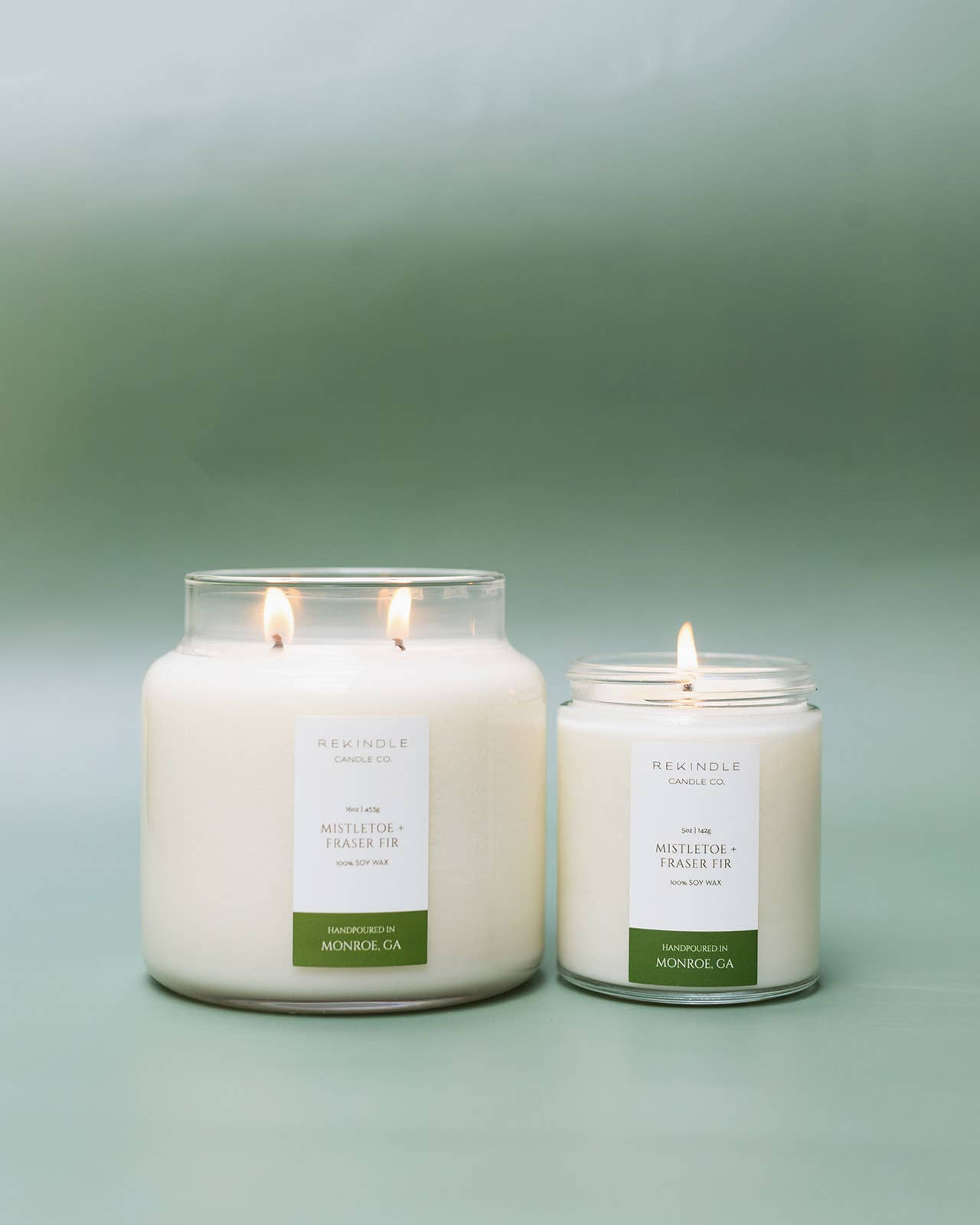 Rekindle Candle Co – Engroshandel Glaslys – Mistelten + Frasergran Soyavokslys2