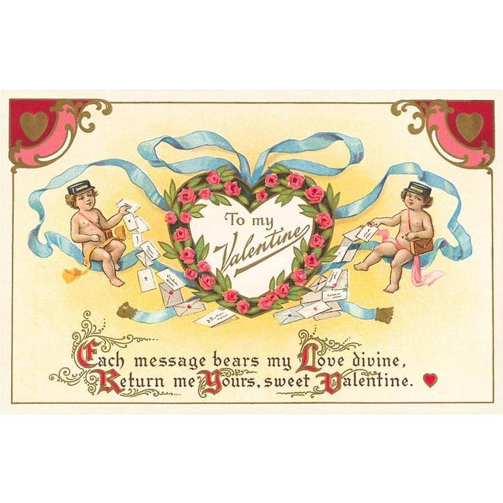 Carte de vœux VL-09 À mon Valentin, Facteurs Cupidon pour la vente par Found Image Press