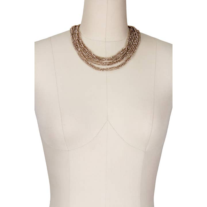 Veroma Gifts - Wholesale Beaded/Pearl Necklace - Multi Strand Short Crystal Necklace - Shimmering Glass Beads6