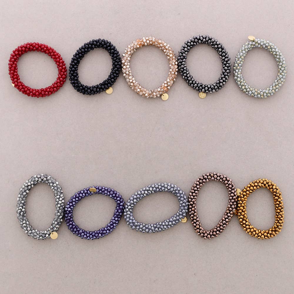 Sonata - Wholesale Snap Jewelry - Elastic Bracelet Faceted Crystals 4mm (B)1
