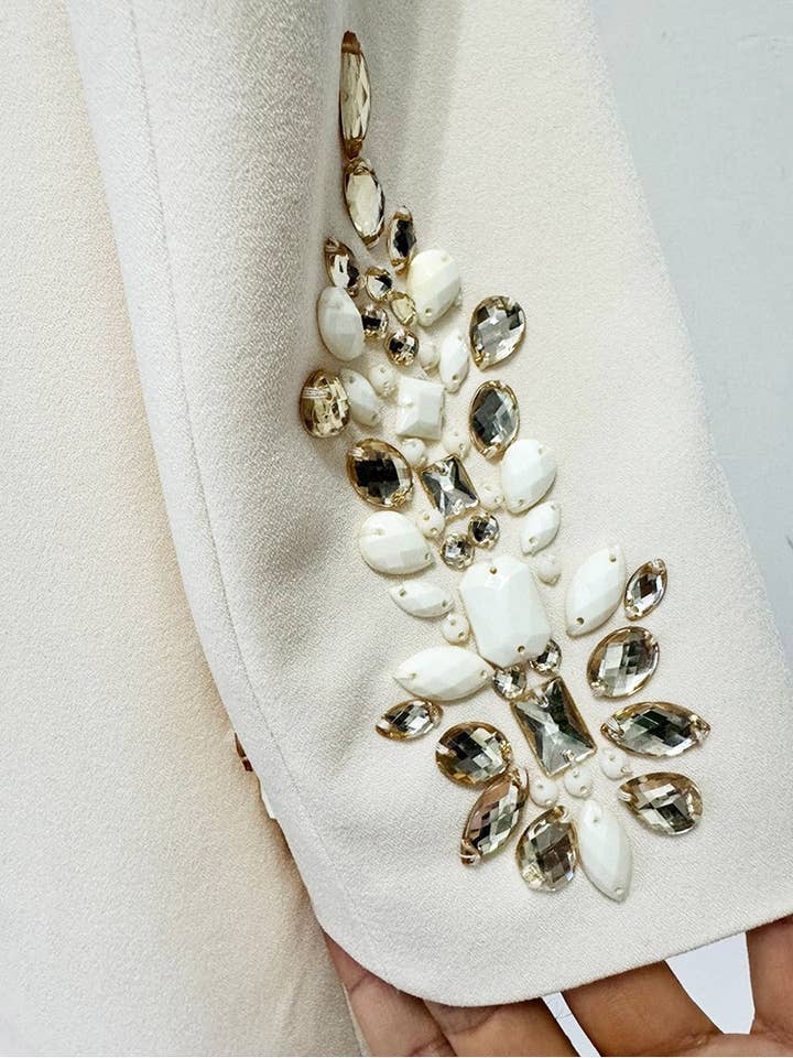 Color as pictures DR324Y Elegant Hand-Beaded Diamond Long Sleeve Dress for wholesale on Faire