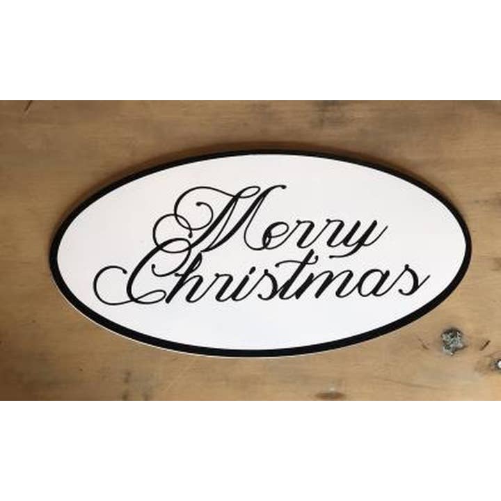 DNS Designs - Wholesale Sign - Black Rim Oval Merry Christmas Sign