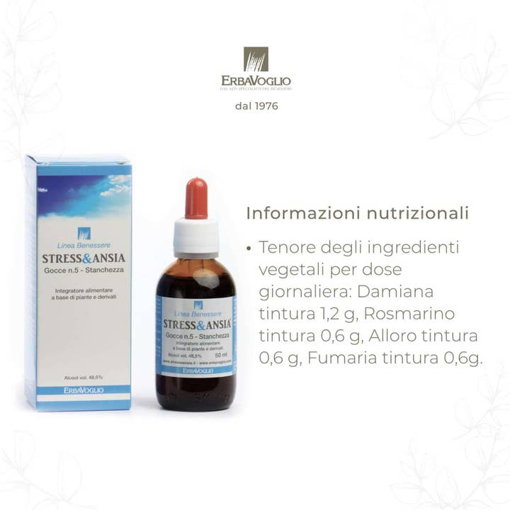Erbavoglio – wholesale Oral supplement/vitamin – Stress & Anxiety - Drops No. 5 - Tiredness