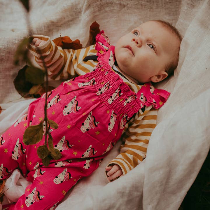 Pink Horse Print Romper for wholesale by Lilly and Sid