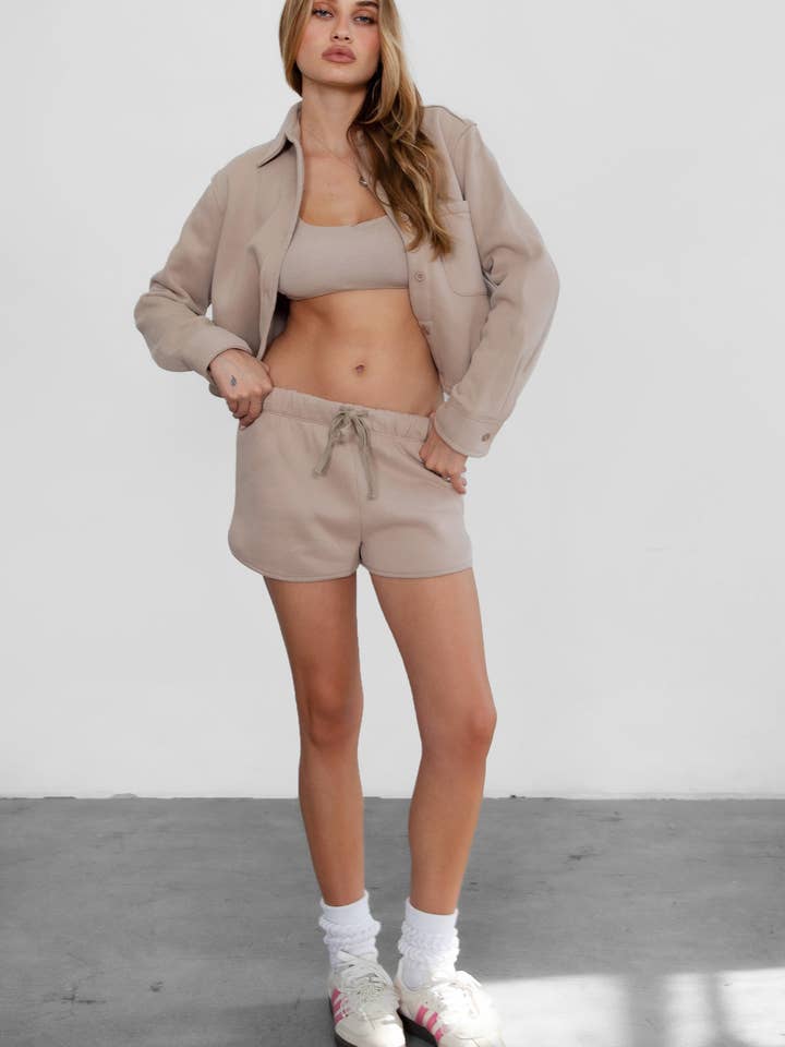 TICTOC - Wholesale Shirt Jacket/Shacket - Women's - JENNIE Plush Fleece Lounge Cropped Button Shirt Shacket6