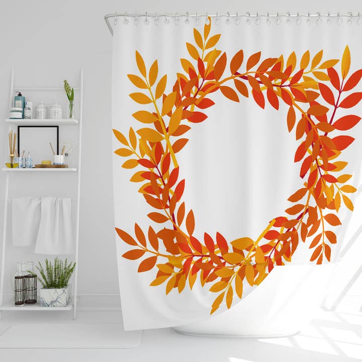 Benjamin Tate Design – wholesale Duschdraperi – Orange och röda höstlöv (duschdraperi)