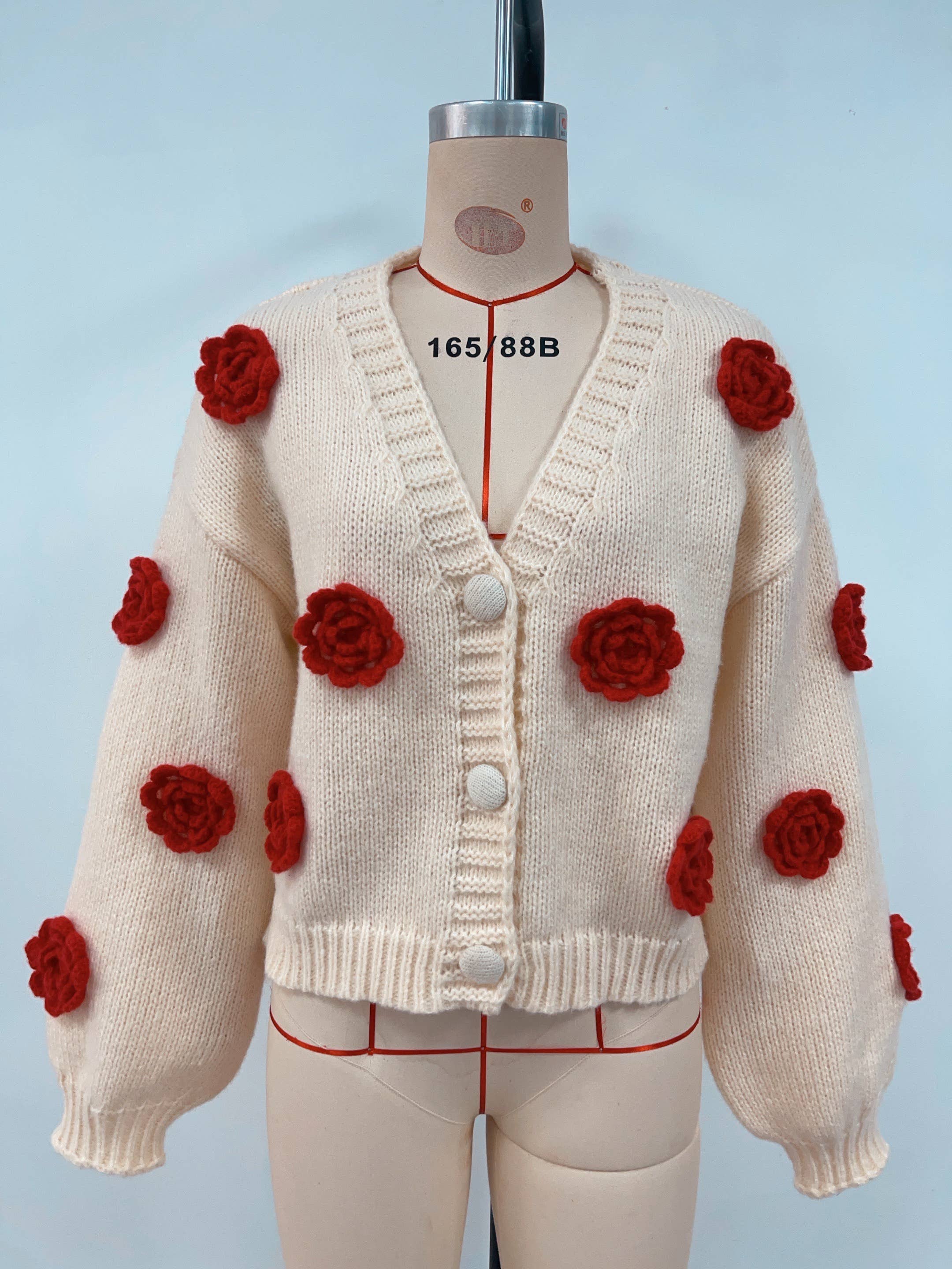 Lily Clothing - Vente Cardigan – femme - Cardigan en tricot à fleurs à col en V et à simple boutonnage8
