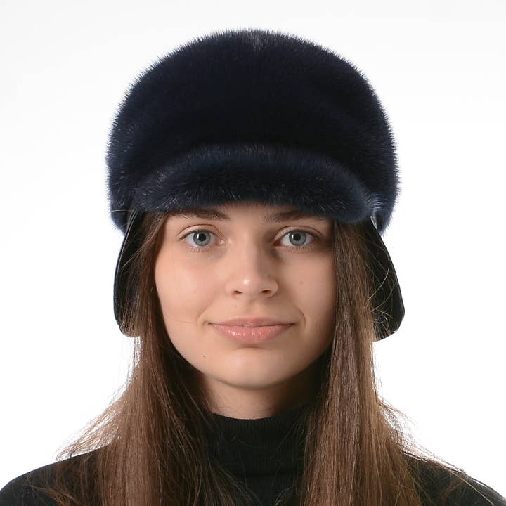 FurStyleUa - Vente Béret – femme - Chapeau en fourrure de vison pour femme, chapeau d'hiver en fourrure russe, véritable chapeau en fourrure.5