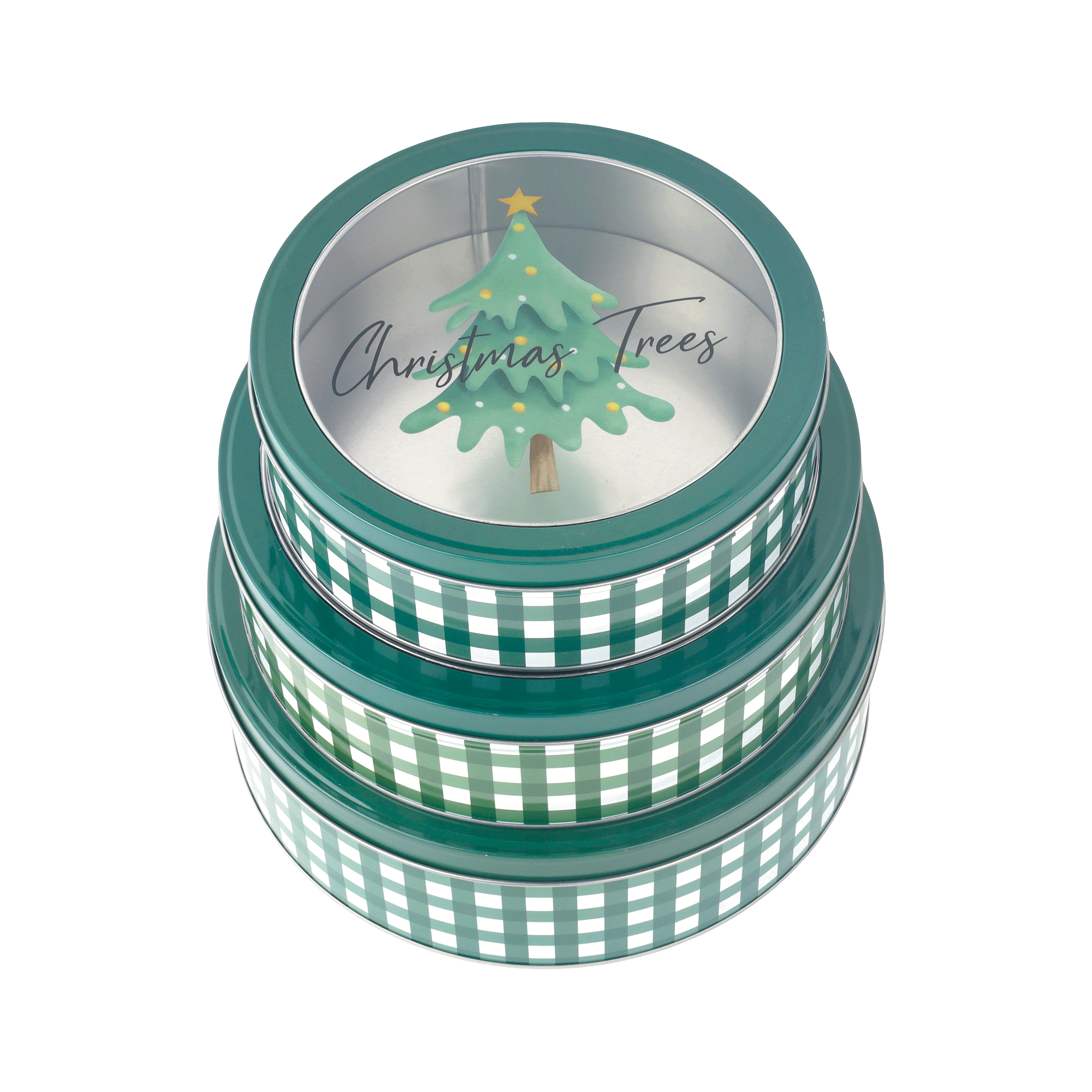DAHO - Wholesale Cookie Jar - DaHo Christmas Round Cookie Tin Container with Window 3ASST 2