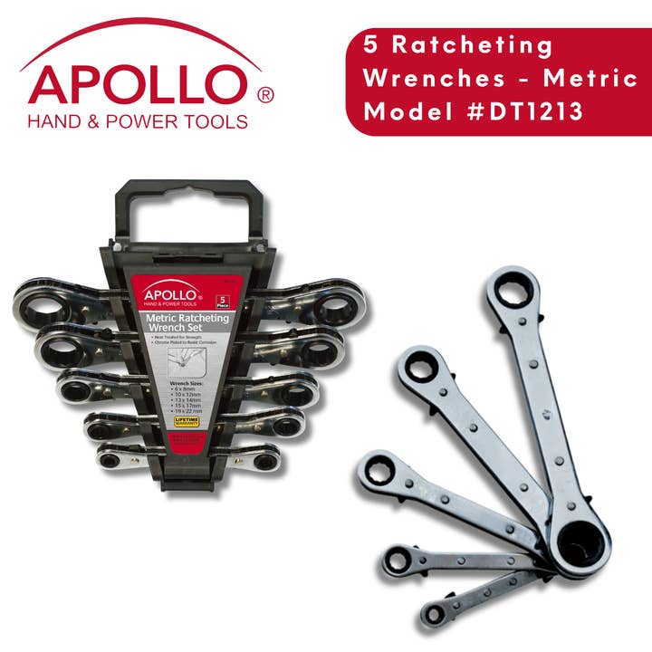 Apollo Tools - Wholesale Handy Tool - 5 Ratcheting Wrenches - Metric2