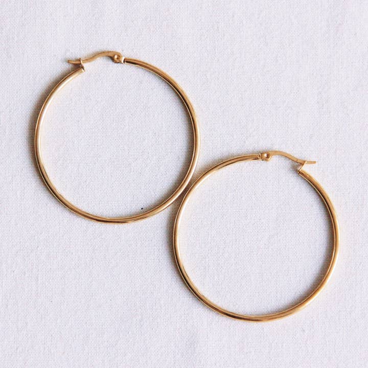 Bazou – Engroshandel Hoops – Rustfri stålbøjle 50mm 'basic' - guld