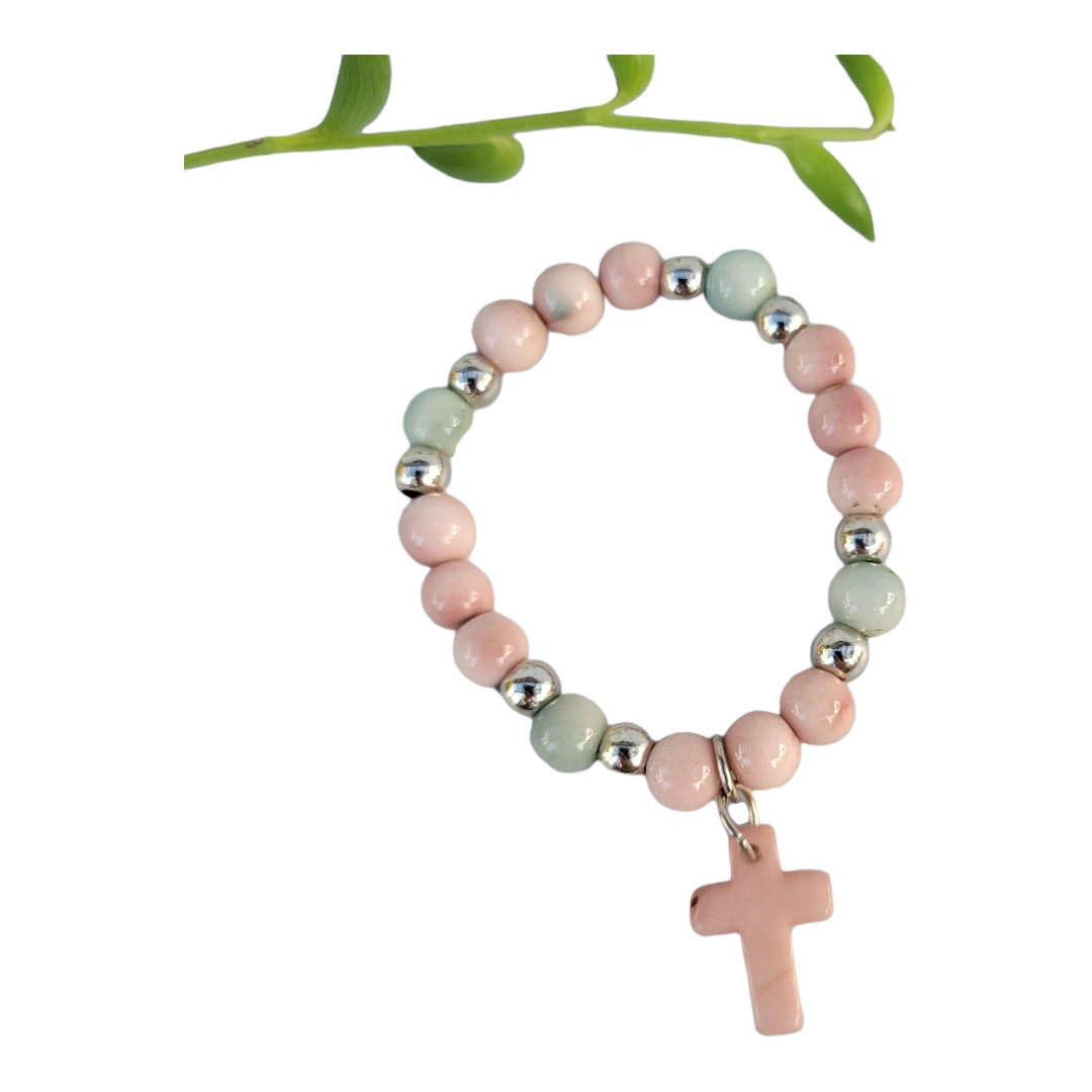 Organic jewelry by Allie – wholesale Charm/dangle bracelet – Cross charm bracelet for kids/ catholic gifts2