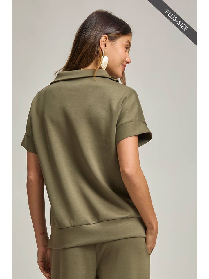 Dear Scarlett - Wholesale Lounge Set - Women's - PLUS SIZE Quarter Zip + Pants Modal Set TRVSET-CATALINAP34