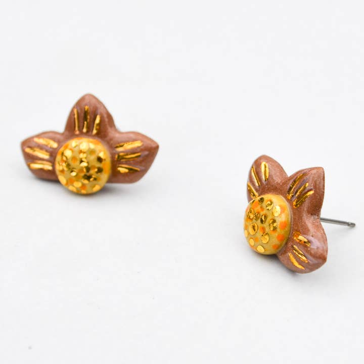 Light Terracotta Flower - Porcelain Stud Earrings for wholesale by Lilikoi Project