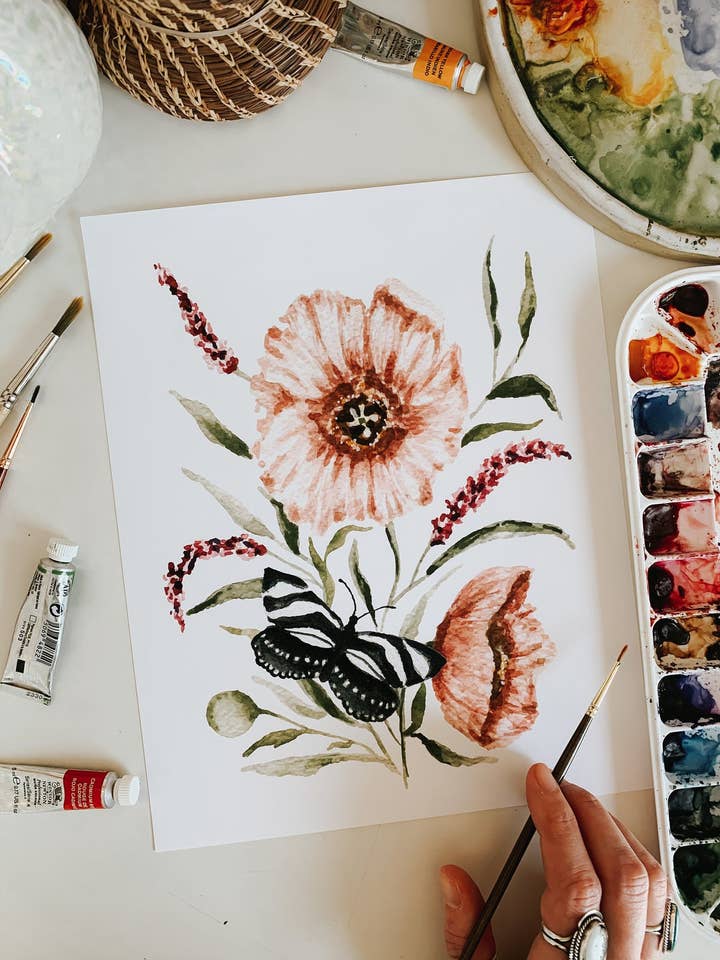 Stampa papavero farfalla per la vendita all'ingrosso da parte di MacaelaMade