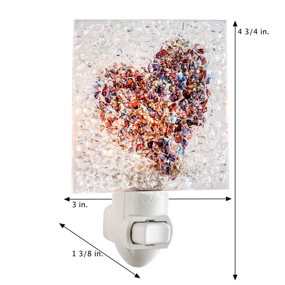 J Devlin Glass Art & Bert Anderson Collection - Wholesale Night Light - Ntl 187 Fused Glass Heart Night Light1