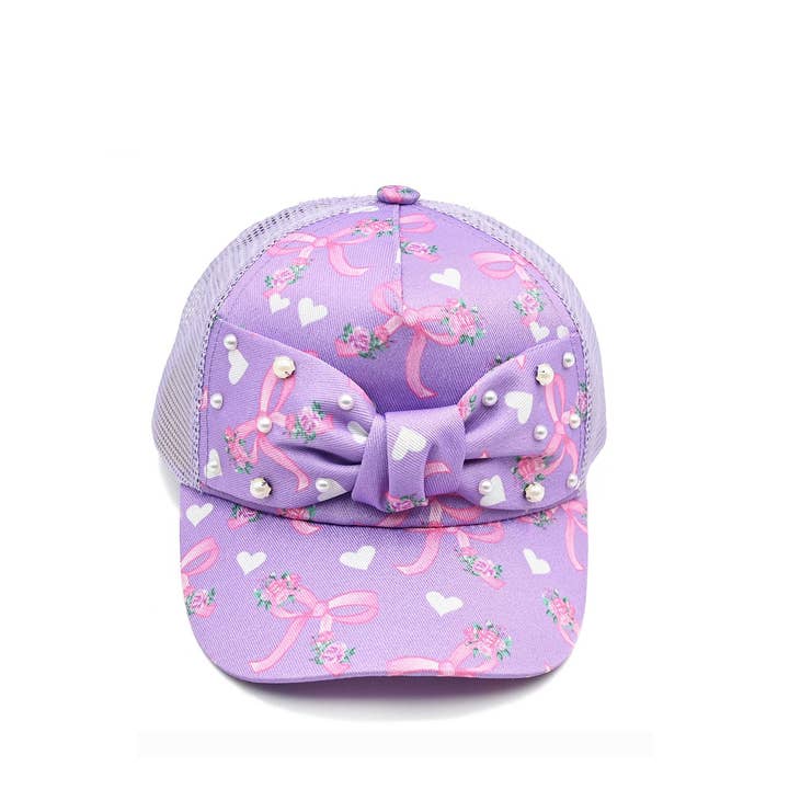 Pink Bow Printed Trucker Hat for wholesale by OMG Accessories