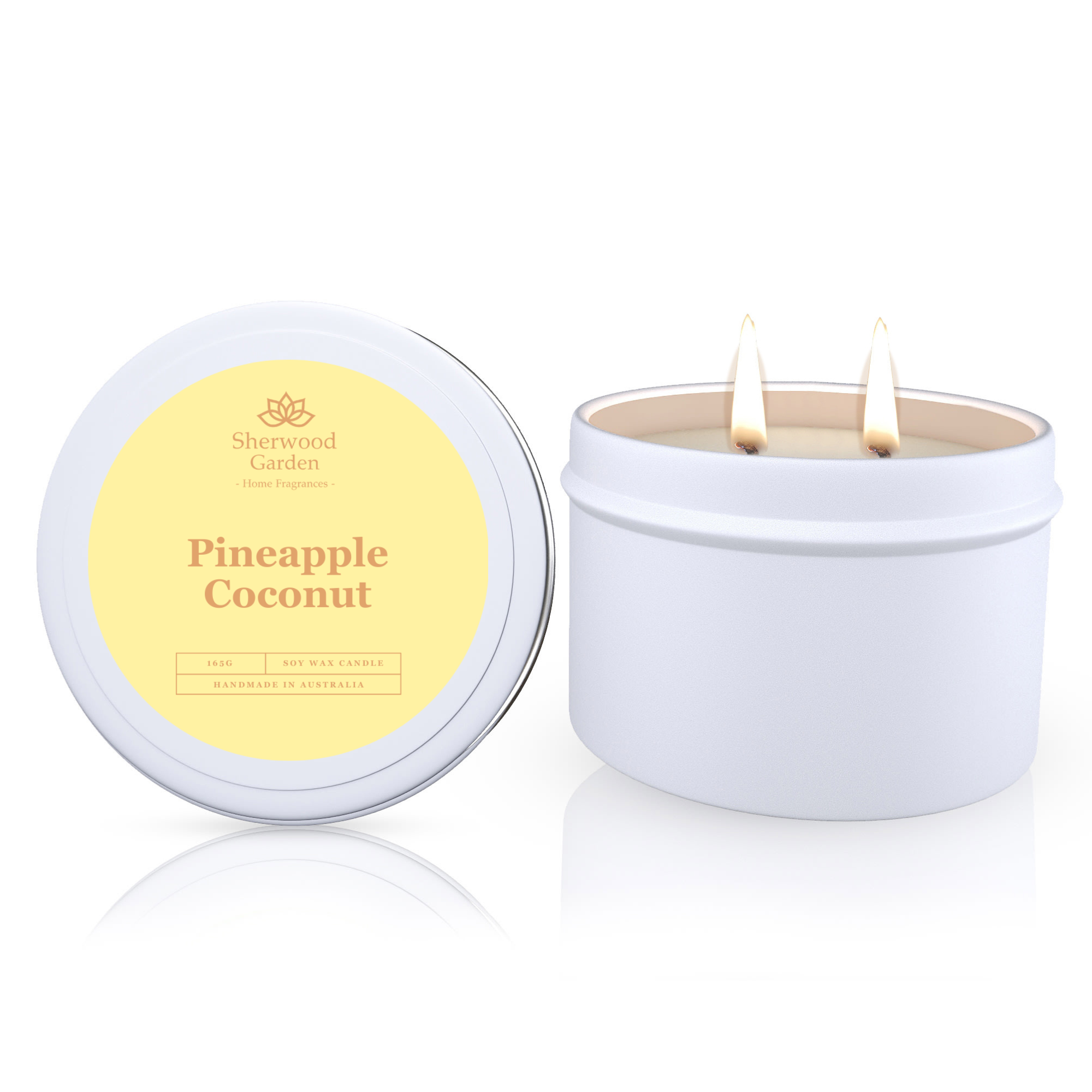 Sherwood Garden Home Fragrances - Wholesale Jar/filled candle - Pineapple Coconut Soy Candle Tin 165g0