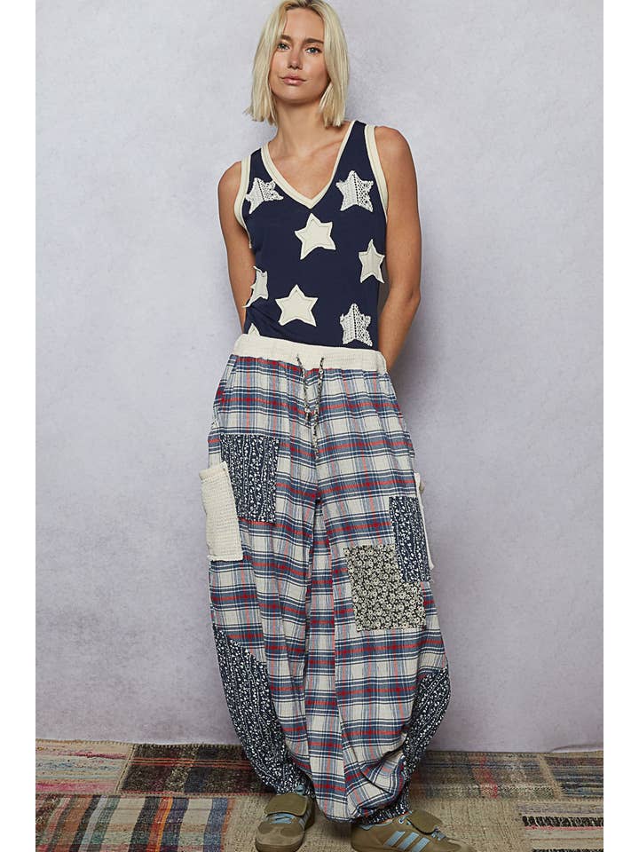 Pol Clothing - Wholesale Tank Top - Women's - V-neck sleeveless front star patches solid basic top SALE