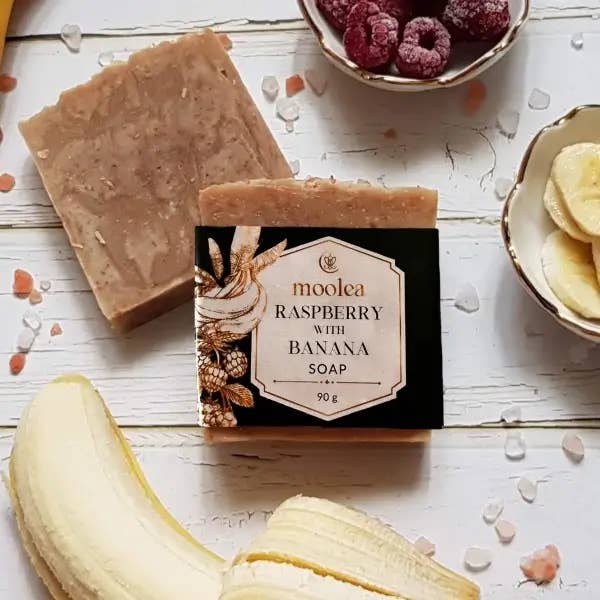 Raspberry with Banana Soap Bar for wholesale by Moolea